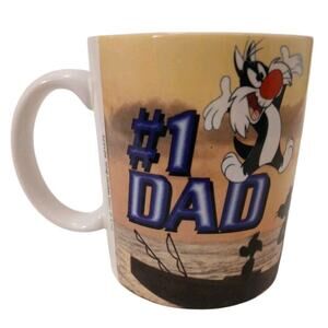 1997 Looney Tunes Sylvester the Cat #1 DAD Coffee Mug Warner Bros. Fathers Day